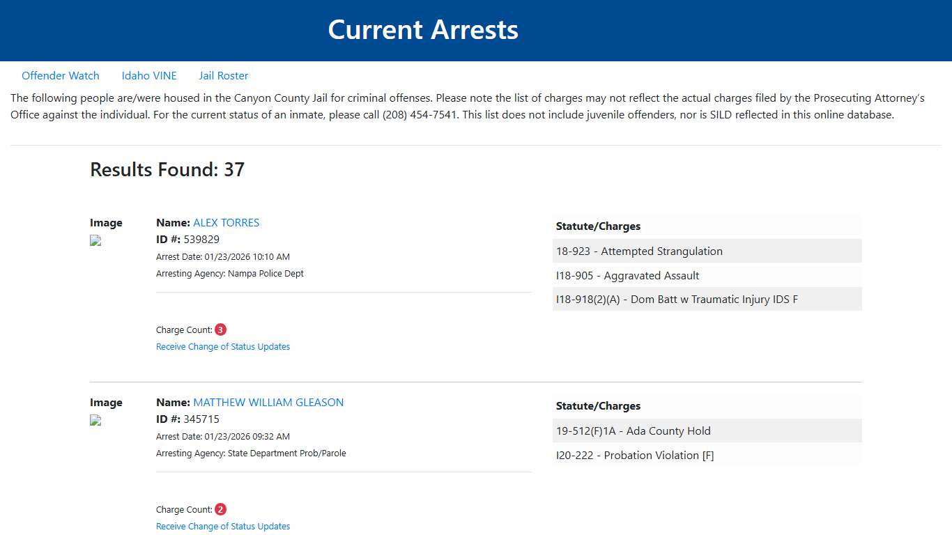Current Arrests